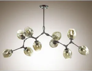 10 light Black Pendant w Smoke Shades