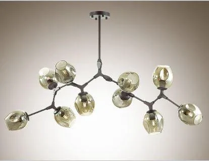 10 light Black Pendant w Smoke Shades