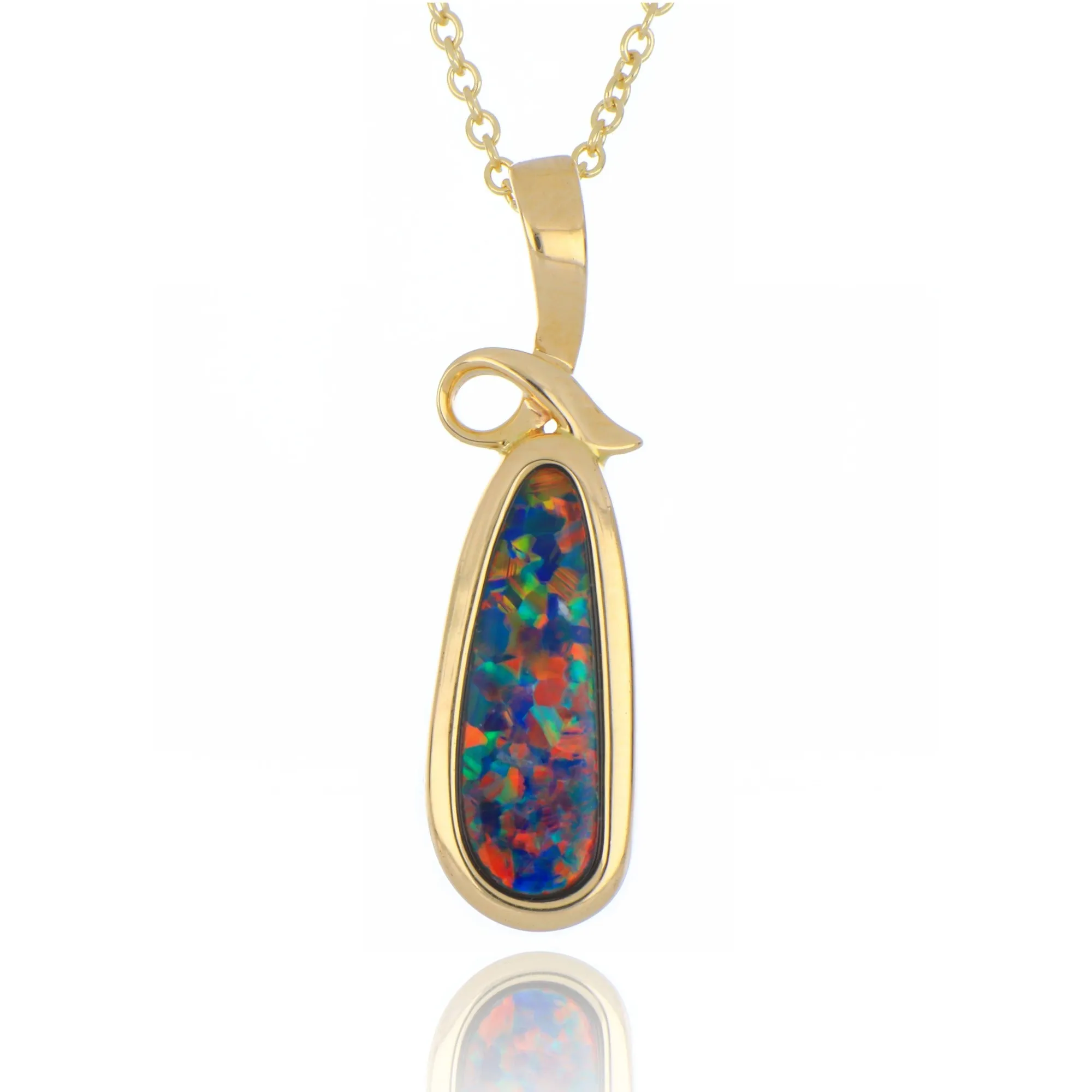 14ct Yellow Gold 1.80ct Opal Doublet Necklace