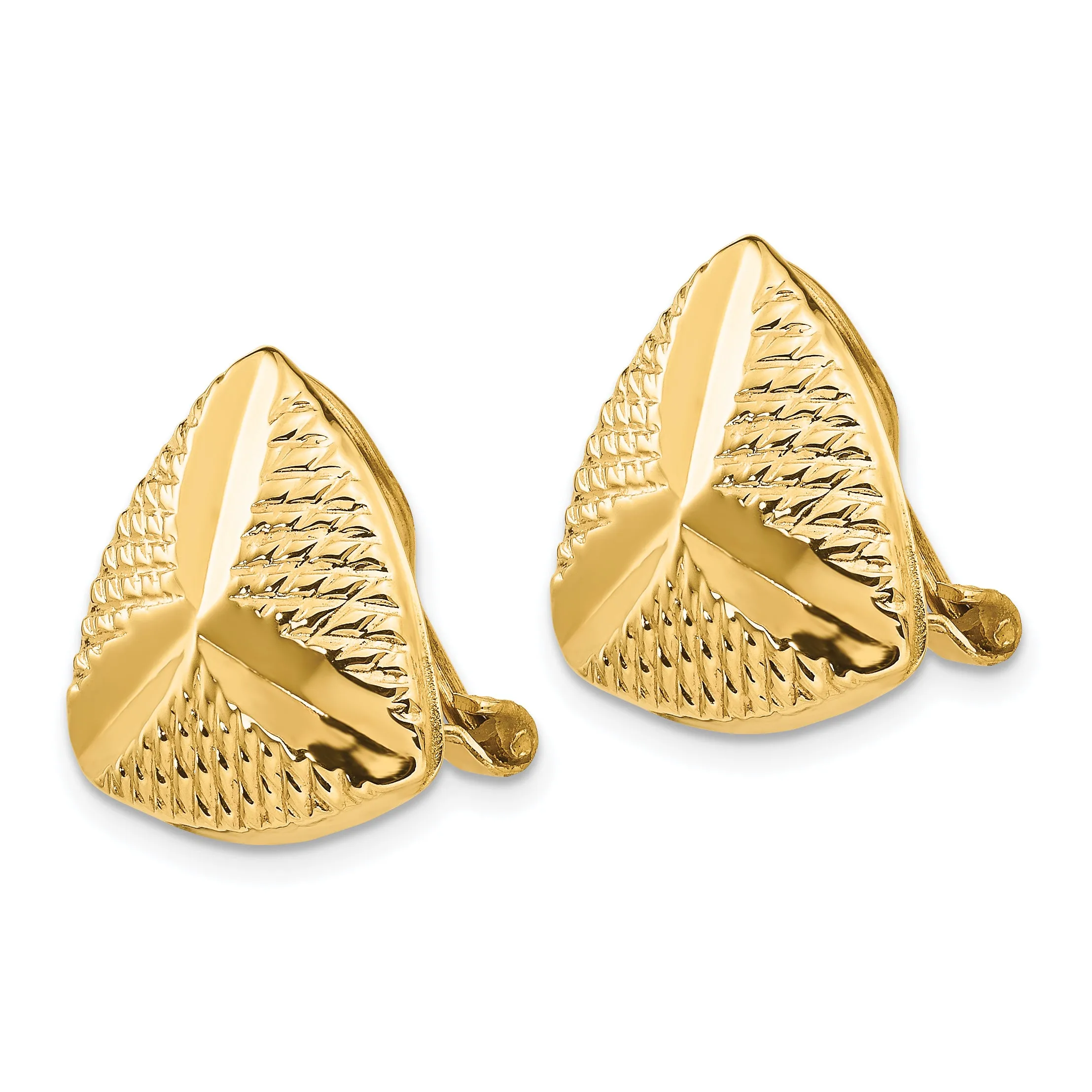 14K Gold Non-Pierced Button Earrings with Polished Finish for Women