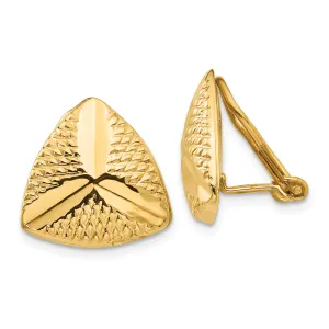 14K Gold Non-Pierced Button Earrings with Polished Finish for Women