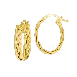 14k Gold Oval Braided Hoop Earrings