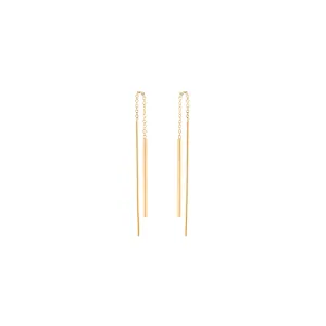 14k short bar threader earrings