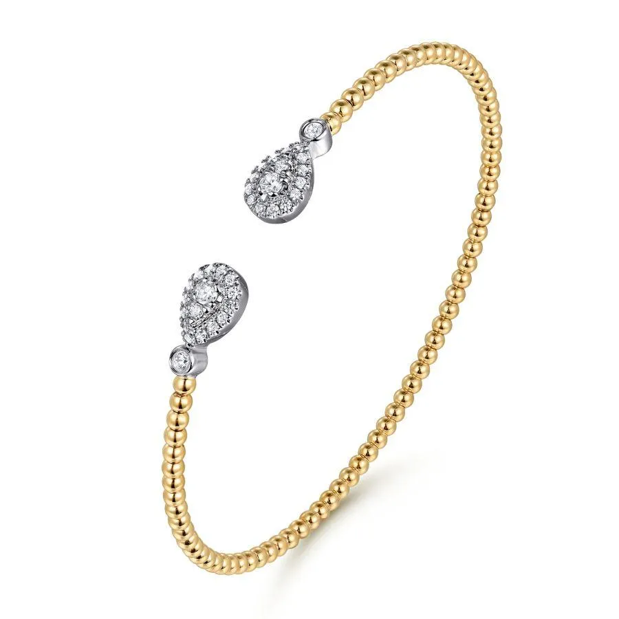 14K White and Yellow Gold Diamond Bujukan Bangle