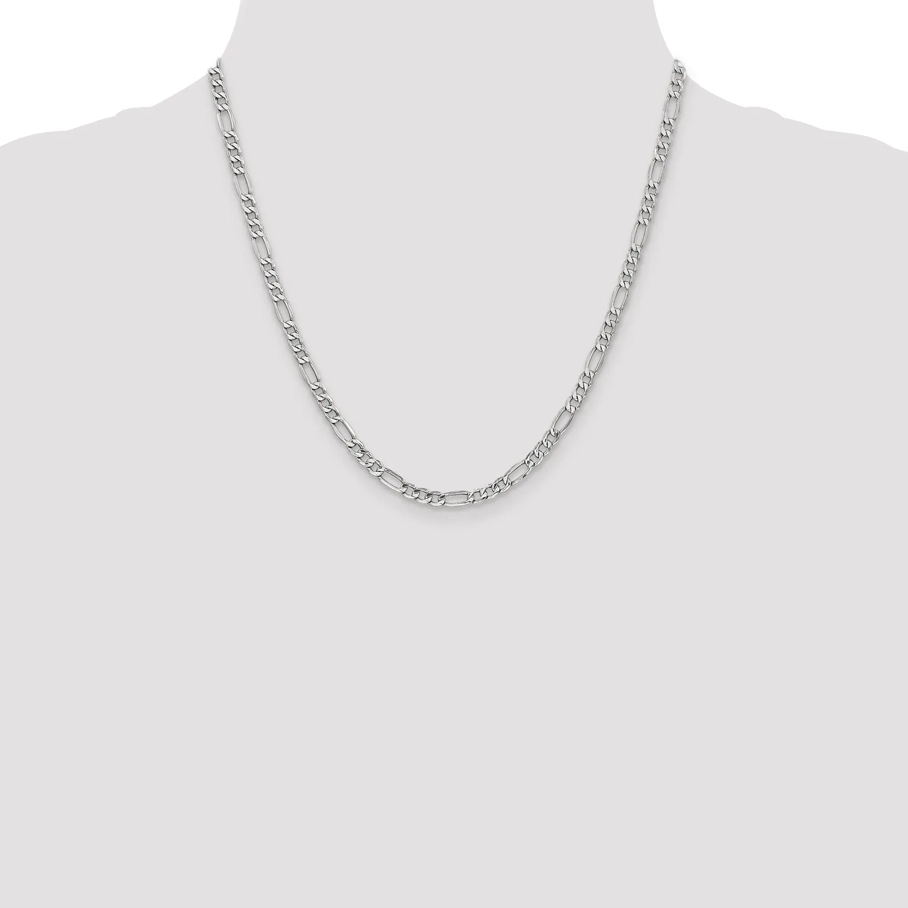14k White Gold 4.75-mm Semi Solid Figaro Chain