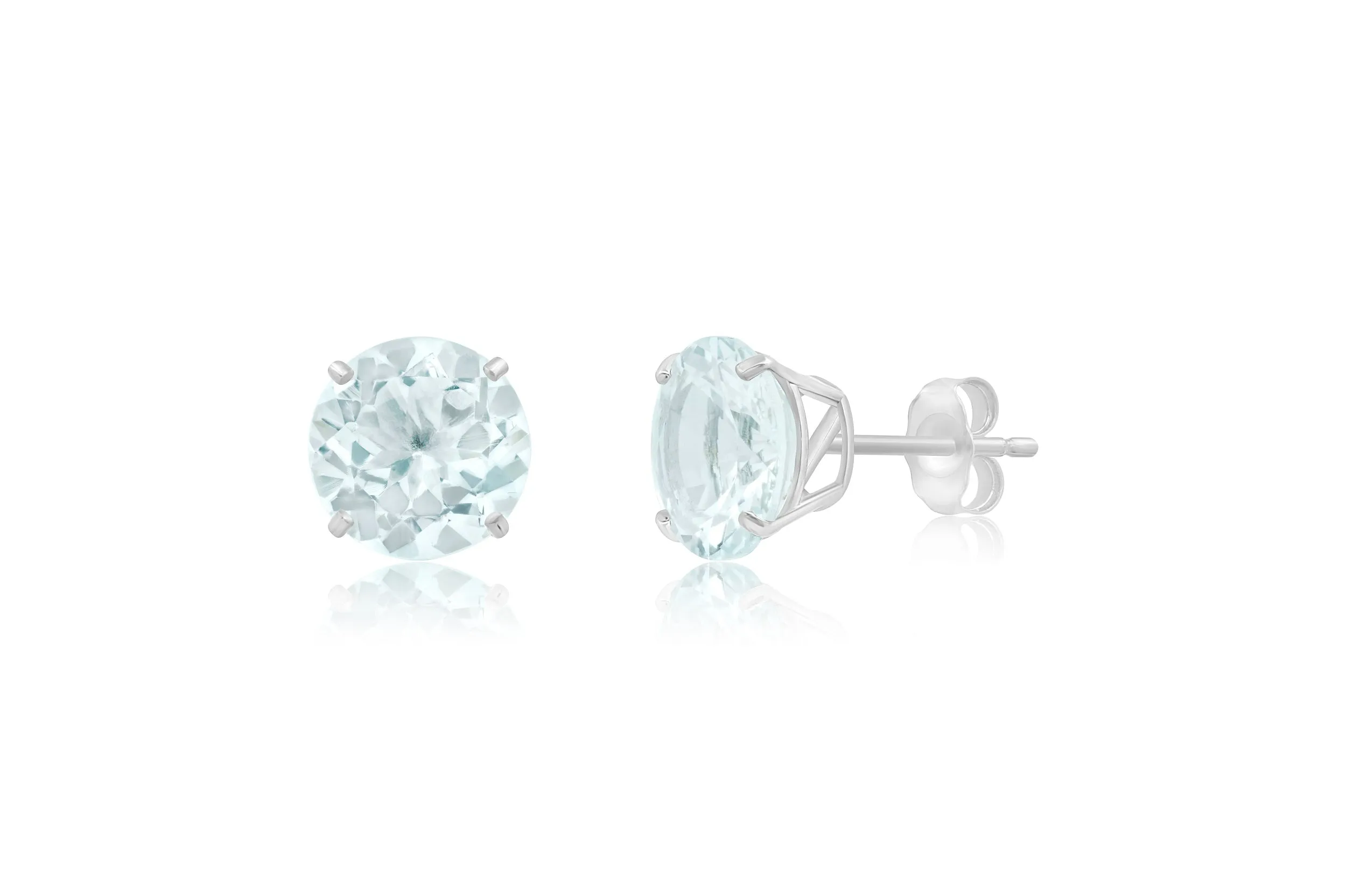 14k White Gold 9mm Round Cut Gemstone Stud Earrings