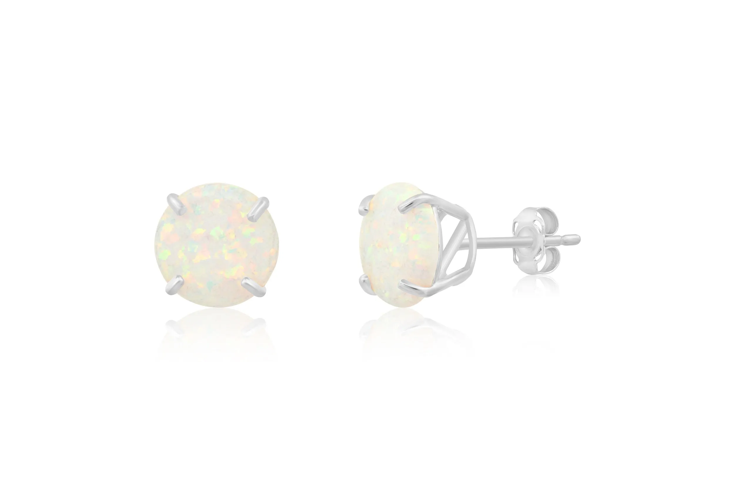 14k White Gold 9mm Round Cut Gemstone Stud Earrings