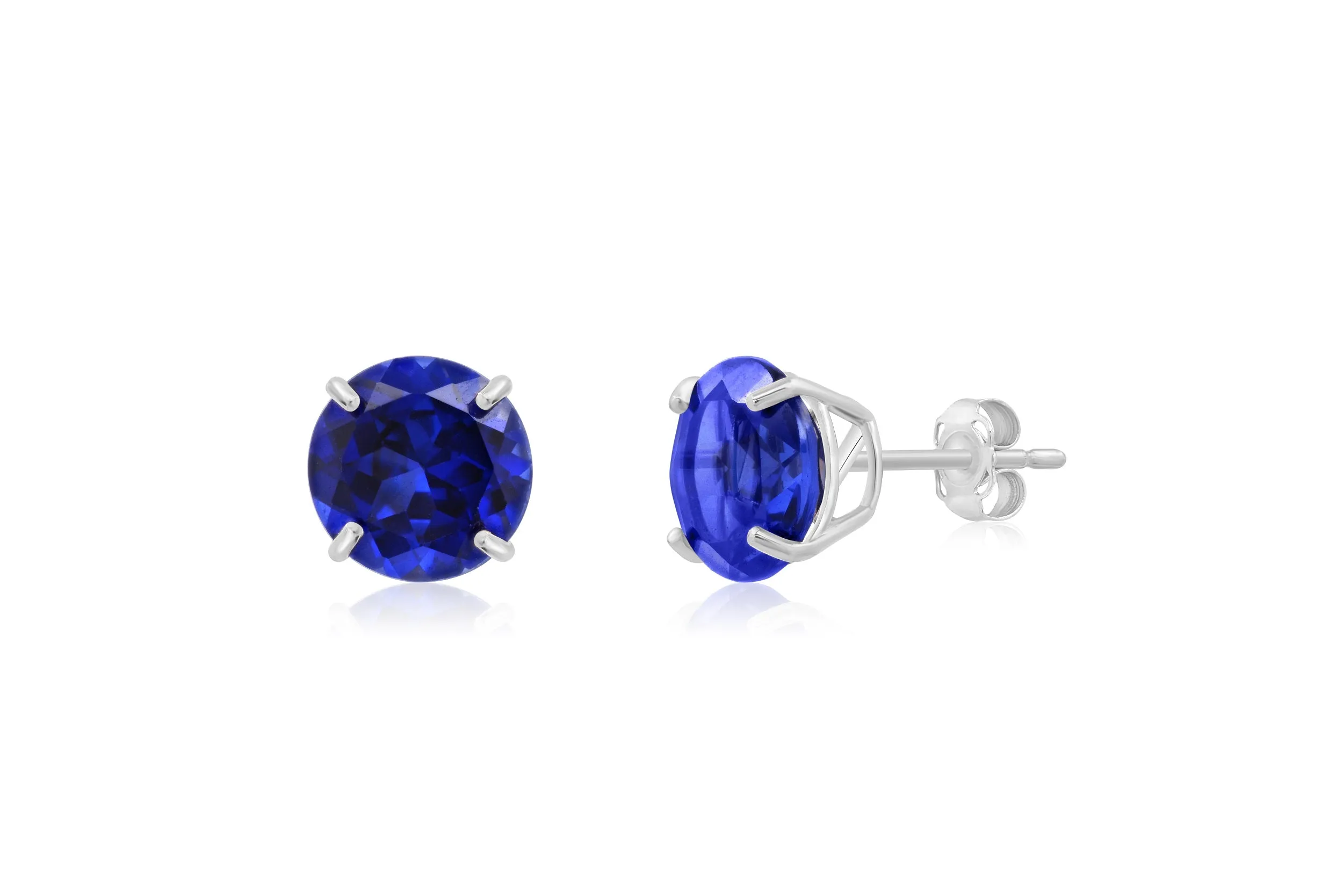 14k White Gold 9mm Round Cut Gemstone Stud Earrings