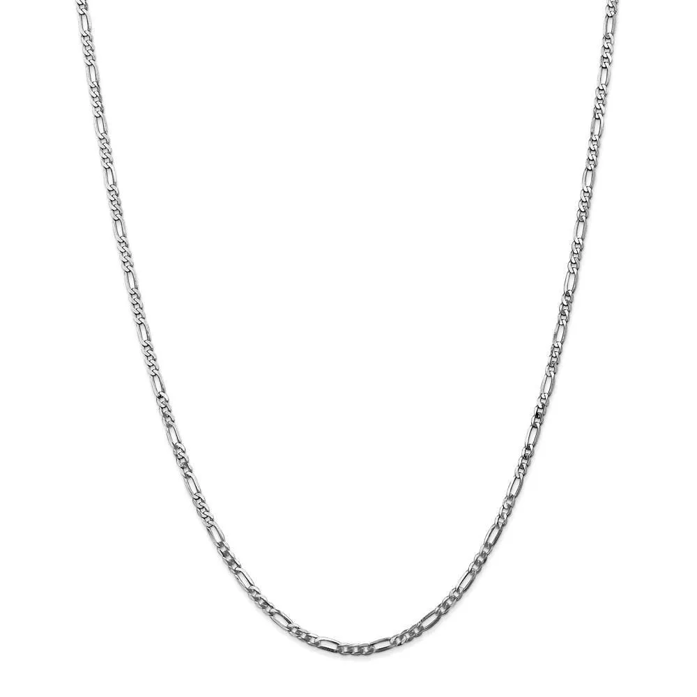 14k White Gold Polished 2.75m Flat Figaro Chain