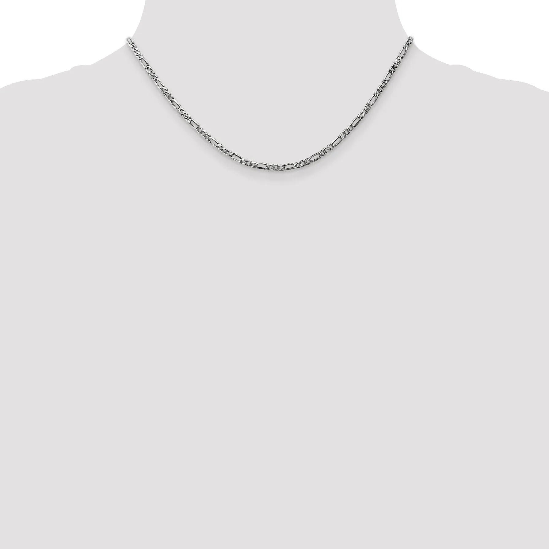 14k White Gold Polished 2.75m Flat Figaro Chain