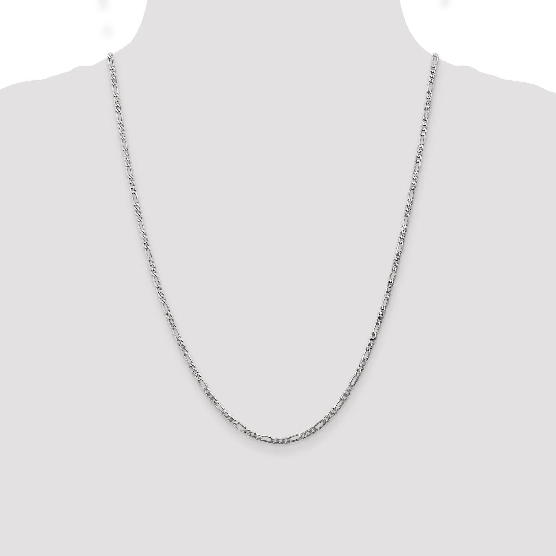 14k White Gold Polished 2.75m Flat Figaro Chain
