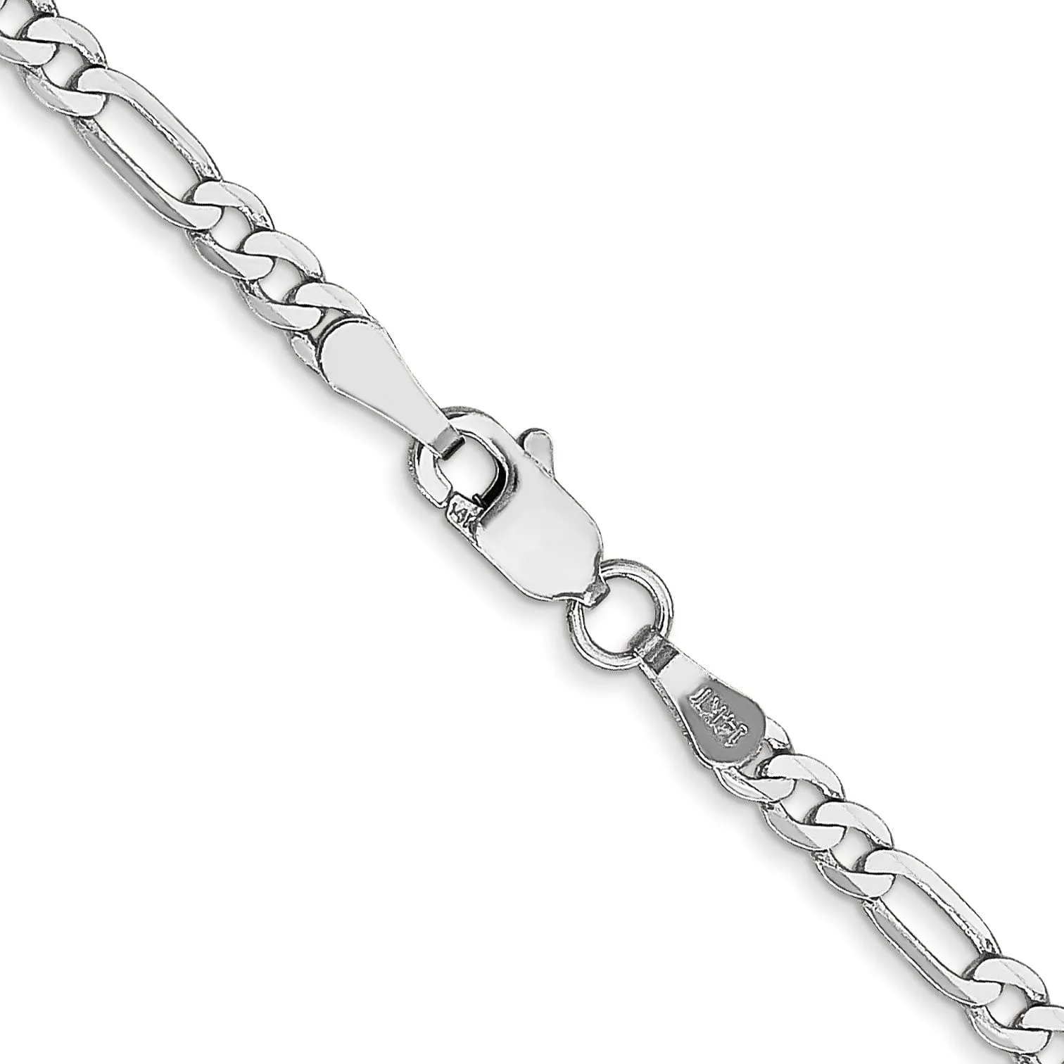 14k White Gold Polished 2.75m Flat Figaro Chain