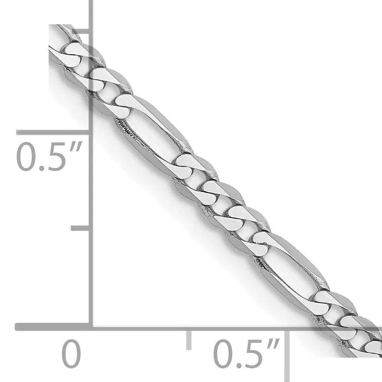 14k White Gold Polished 2.75m Flat Figaro Chain