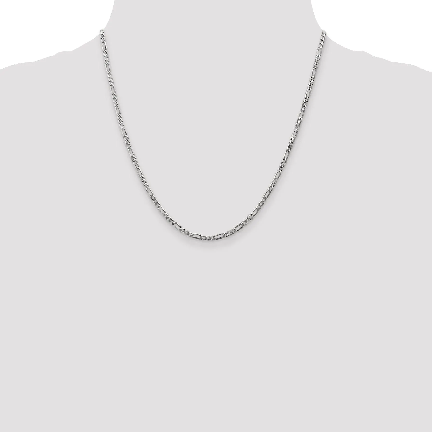 14k White Gold Polished 2.75m Flat Figaro Chain