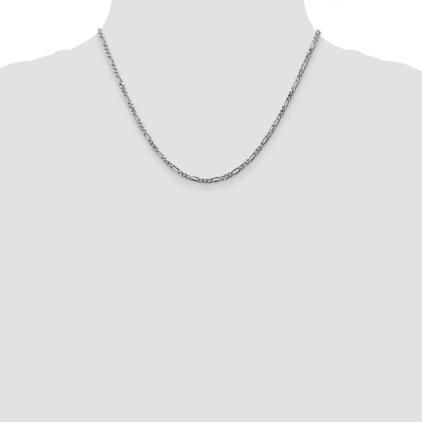 14k White Gold Polished 2.75m Flat Figaro Chain