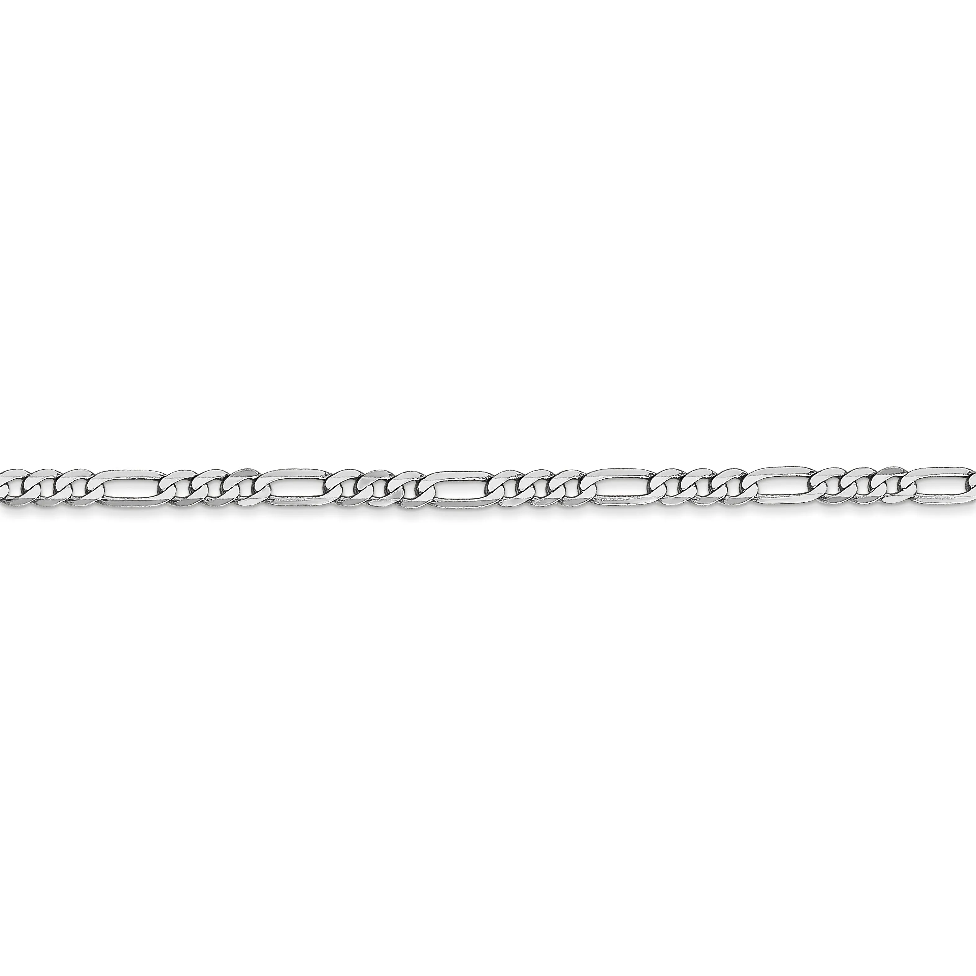 14k White Gold Polished 2.75m Flat Figaro Chain