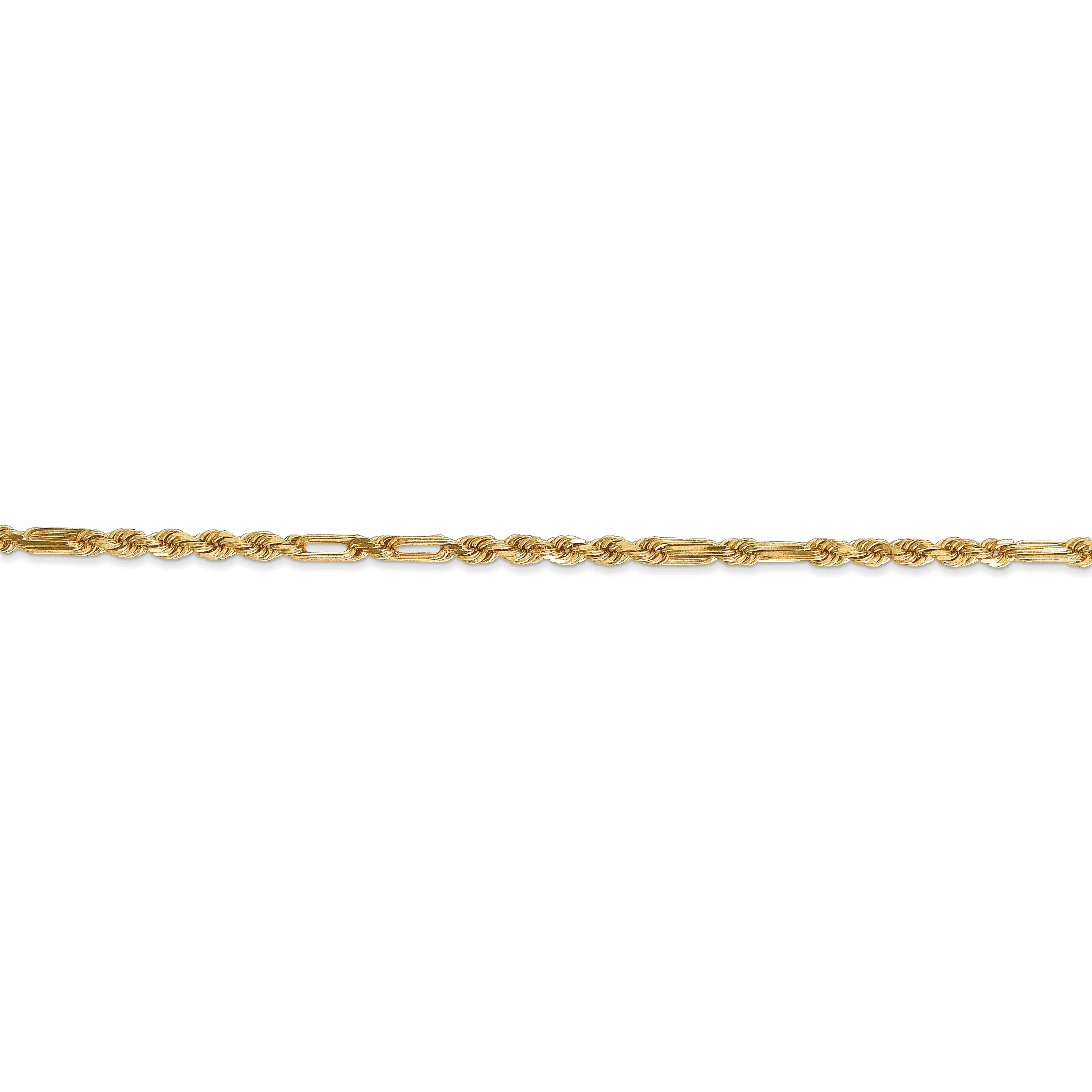 14k Yellow Gold 2.50mm D.C Milano Rope Chain