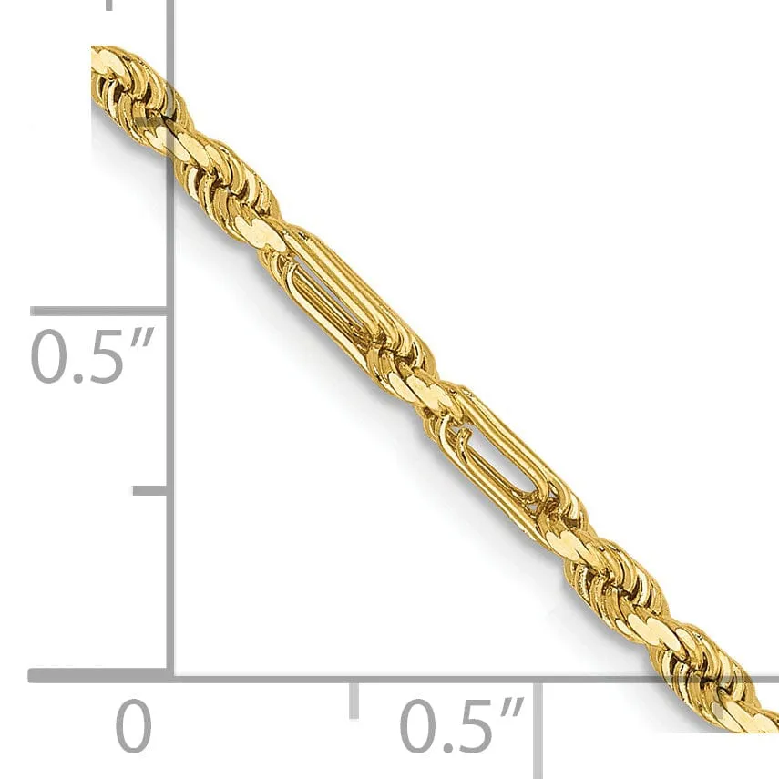 14k Yellow Gold 2.50mm D.C Milano Rope Chain