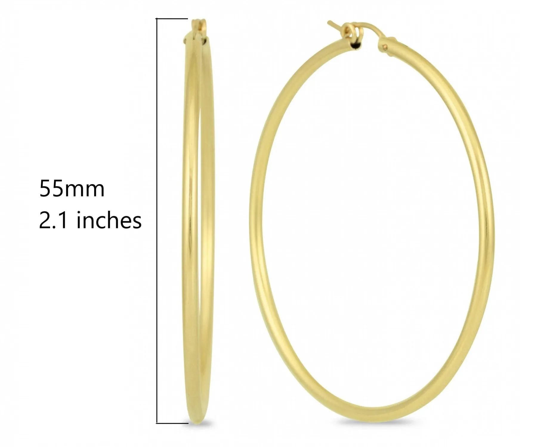 14k Yellow Gold 2MM Thick Tube Hoop Earrings