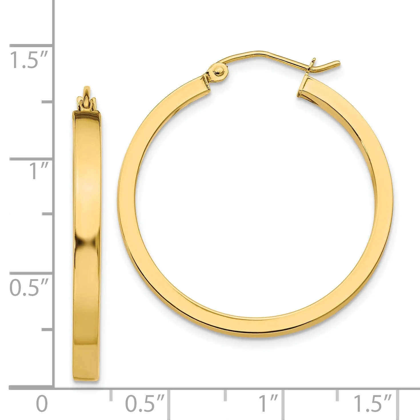 14k Yellow Gold 2x3MM Rectangle Tube Hoops