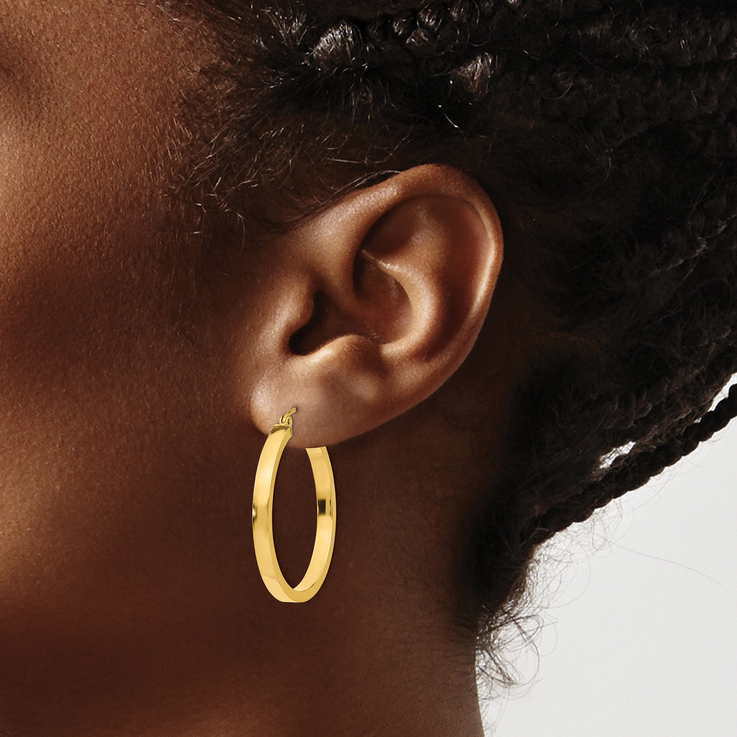 14k Yellow Gold 2x3MM Rectangle Tube Hoops