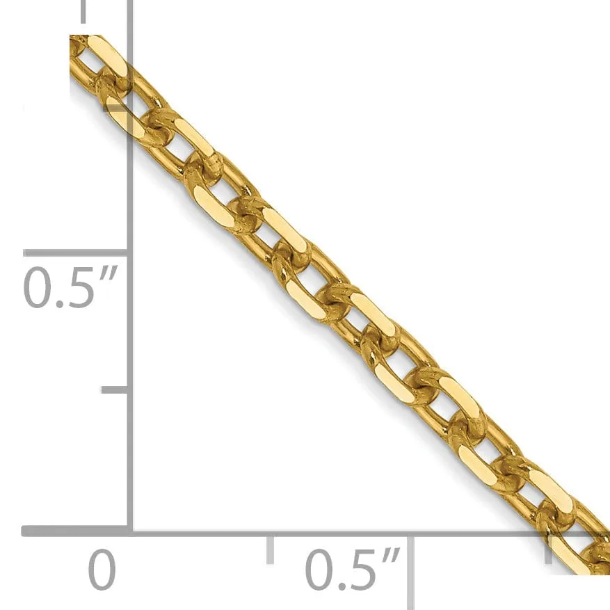 14k Yellow Gold 3.00mm Round Link Cable Chain