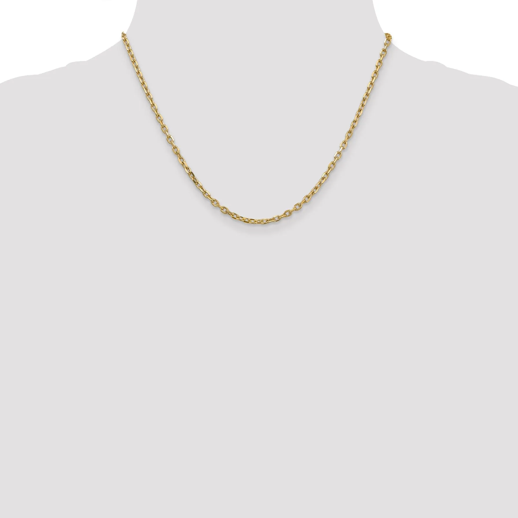 14k Yellow Gold 3.00mm Round Link Cable Chain