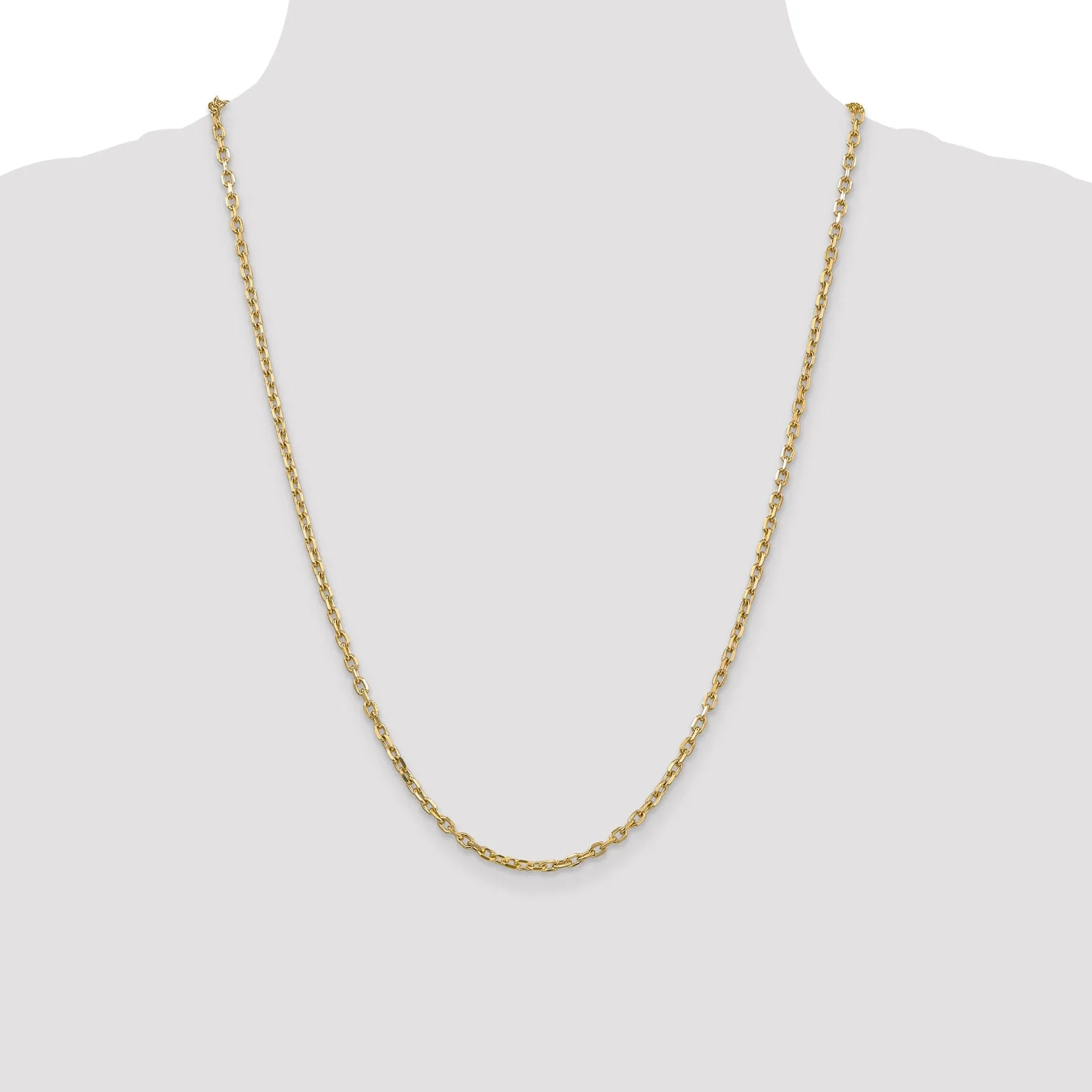 14k Yellow Gold 3.00mm Round Link Cable Chain