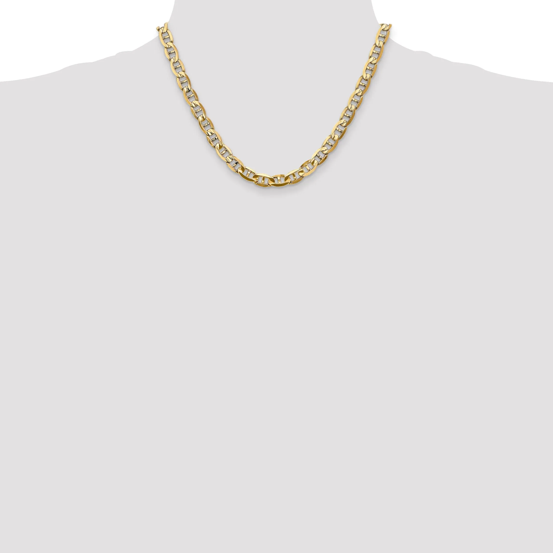 14k Yellow Gold 7.00mm Concave Anchor Chain