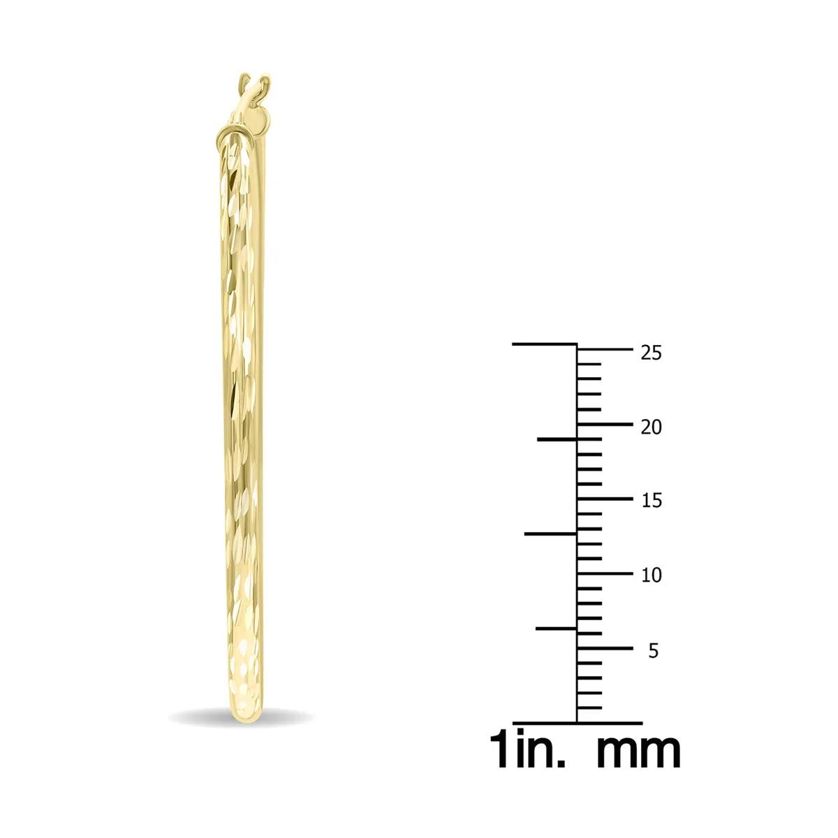 14K Yellow Gold Shiny Diamond Cut Engraved Hoop Earrings (40mm)