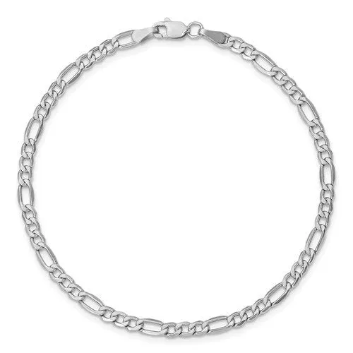 14KT GOLD 3.5MM SEMI SOLID FIGARO CHAIN BRACELET-3 LENGTHS & 2 COLORS