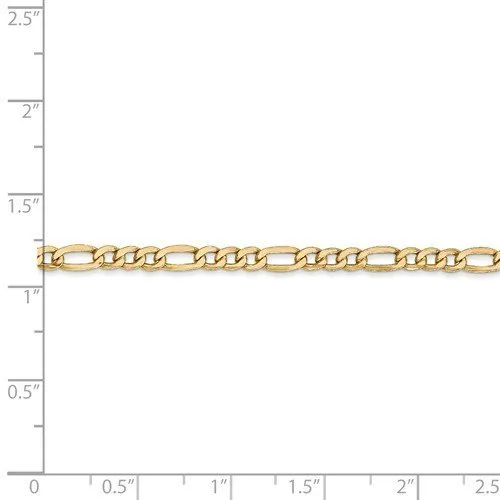 14KT GOLD 3.5MM SEMI SOLID FIGARO CHAIN BRACELET-3 LENGTHS & 2 COLORS