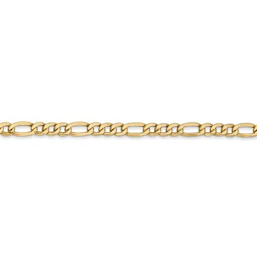 14KT GOLD 3.5MM SEMI SOLID FIGARO CHAIN BRACELET-3 LENGTHS & 2 COLORS