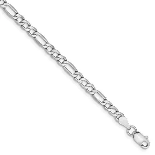 14KT GOLD 3.5MM SEMI SOLID FIGARO CHAIN BRACELET-3 LENGTHS & 2 COLORS