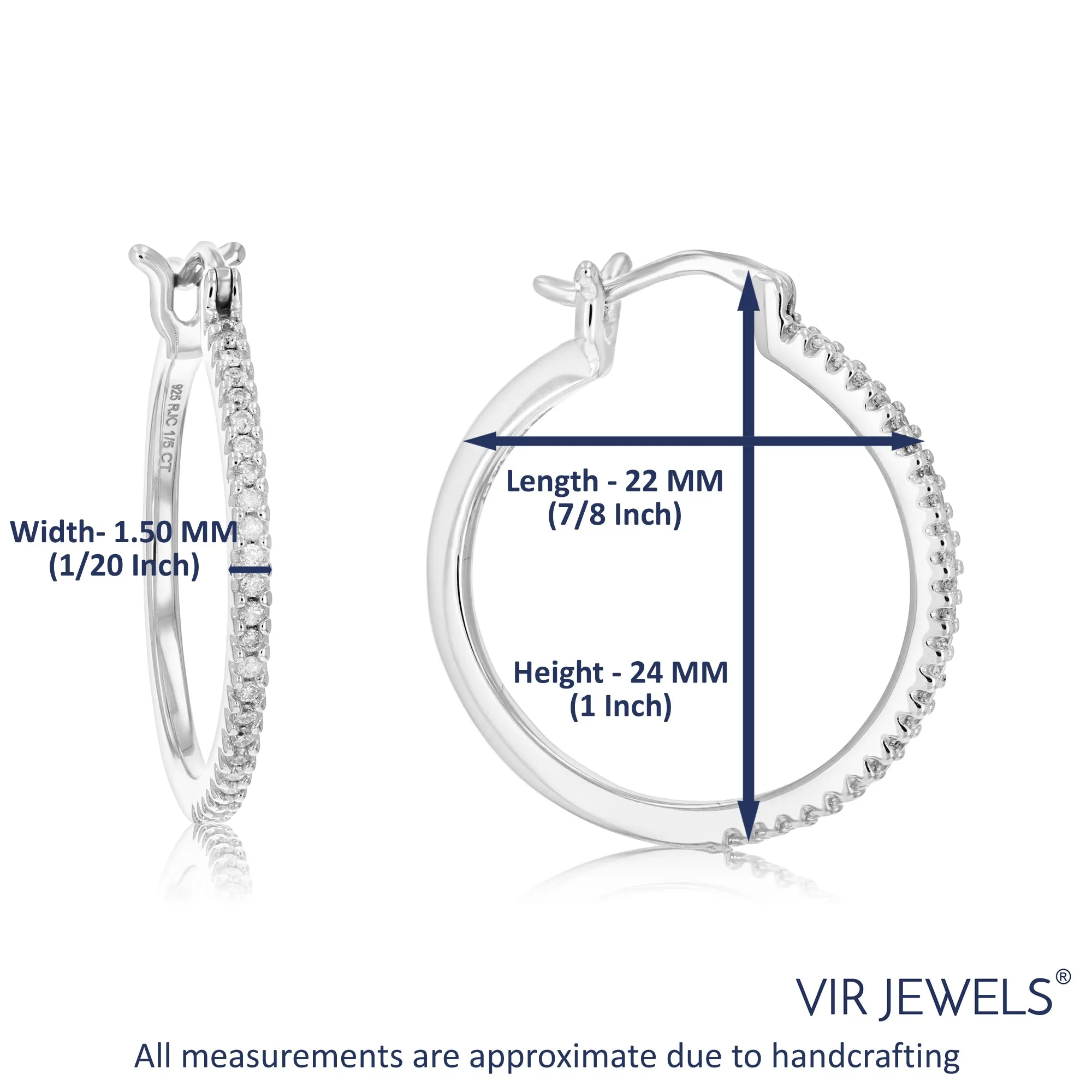 1/5 cttw Diamond Hoop Channel Earrings for Women Sterling Silver