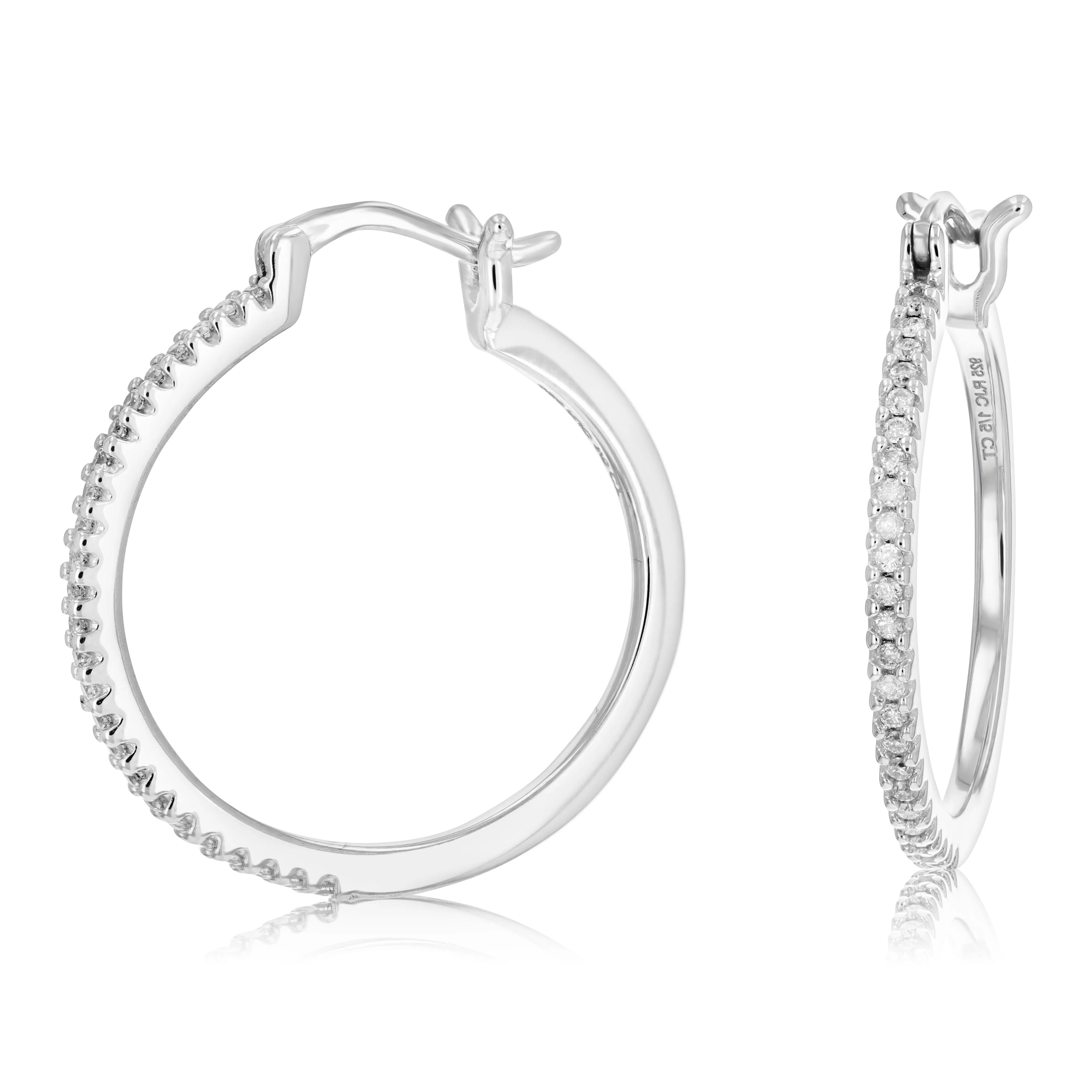 1/5 cttw Diamond Hoop Channel Earrings for Women Sterling Silver