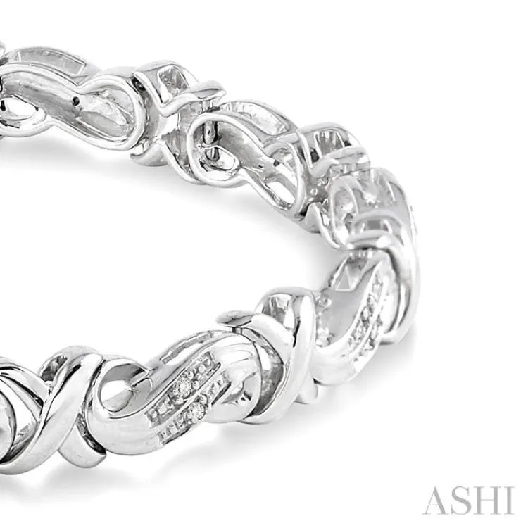 1/6 ctw Single Cut Diamond 'X' Link Bracelet in Sterling Silver