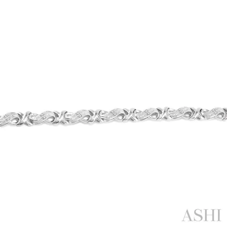 1/6 ctw Single Cut Diamond 'X' Link Bracelet in Sterling Silver