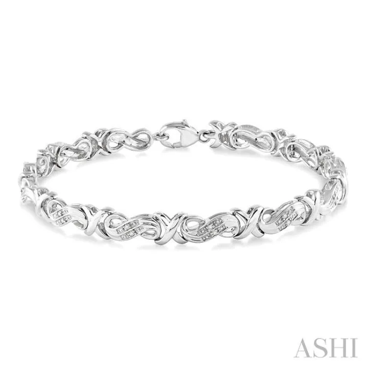 1/6 ctw Single Cut Diamond 'X' Link Bracelet in Sterling Silver