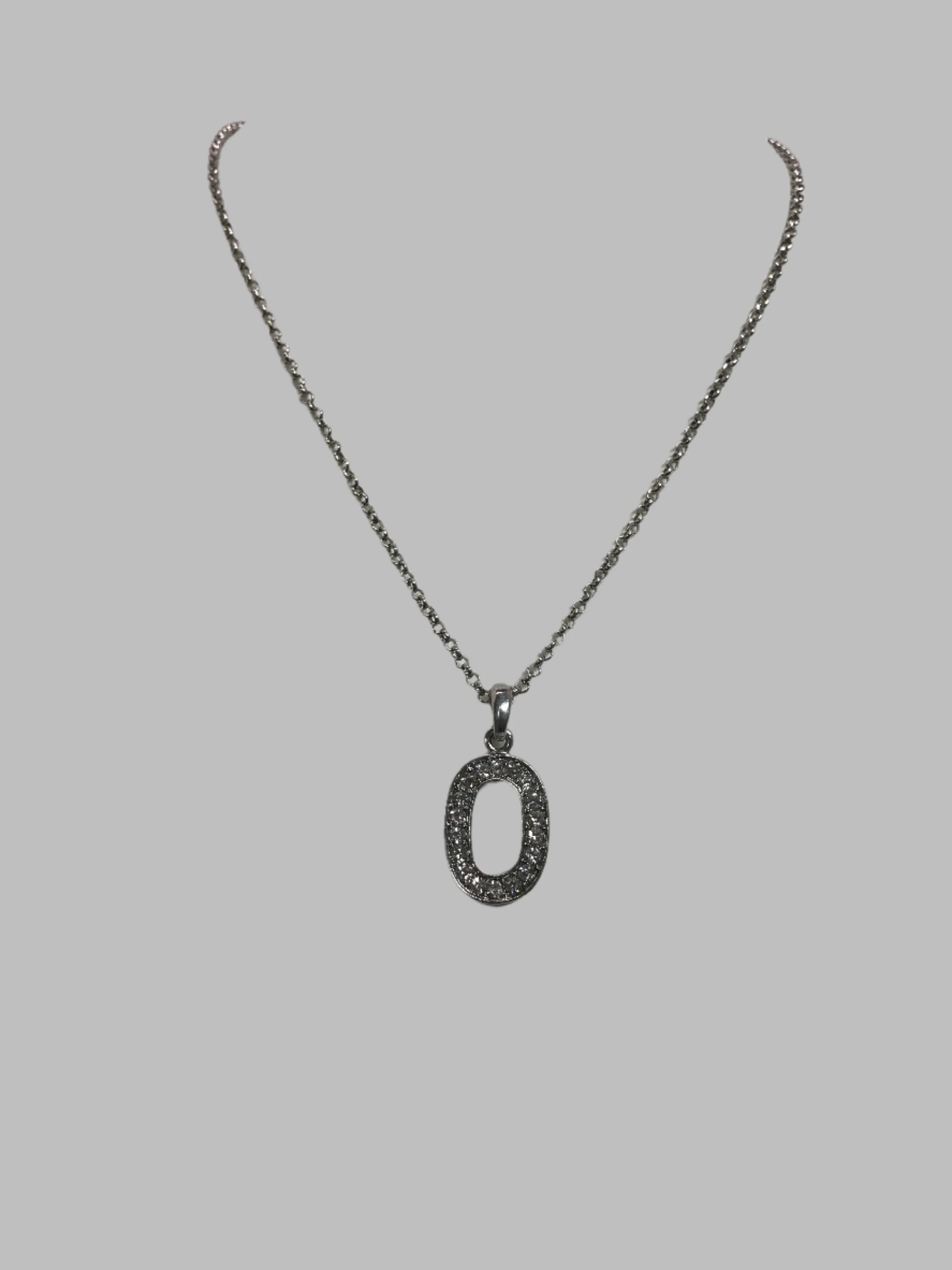 16” Silver Necklace w/O Shape cubic stones