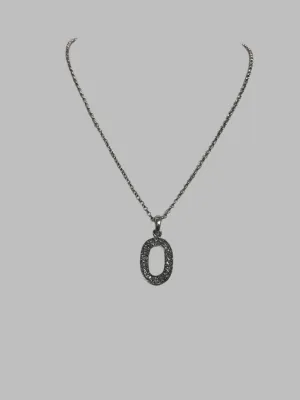 16” Silver Necklace w/O Shape cubic stones