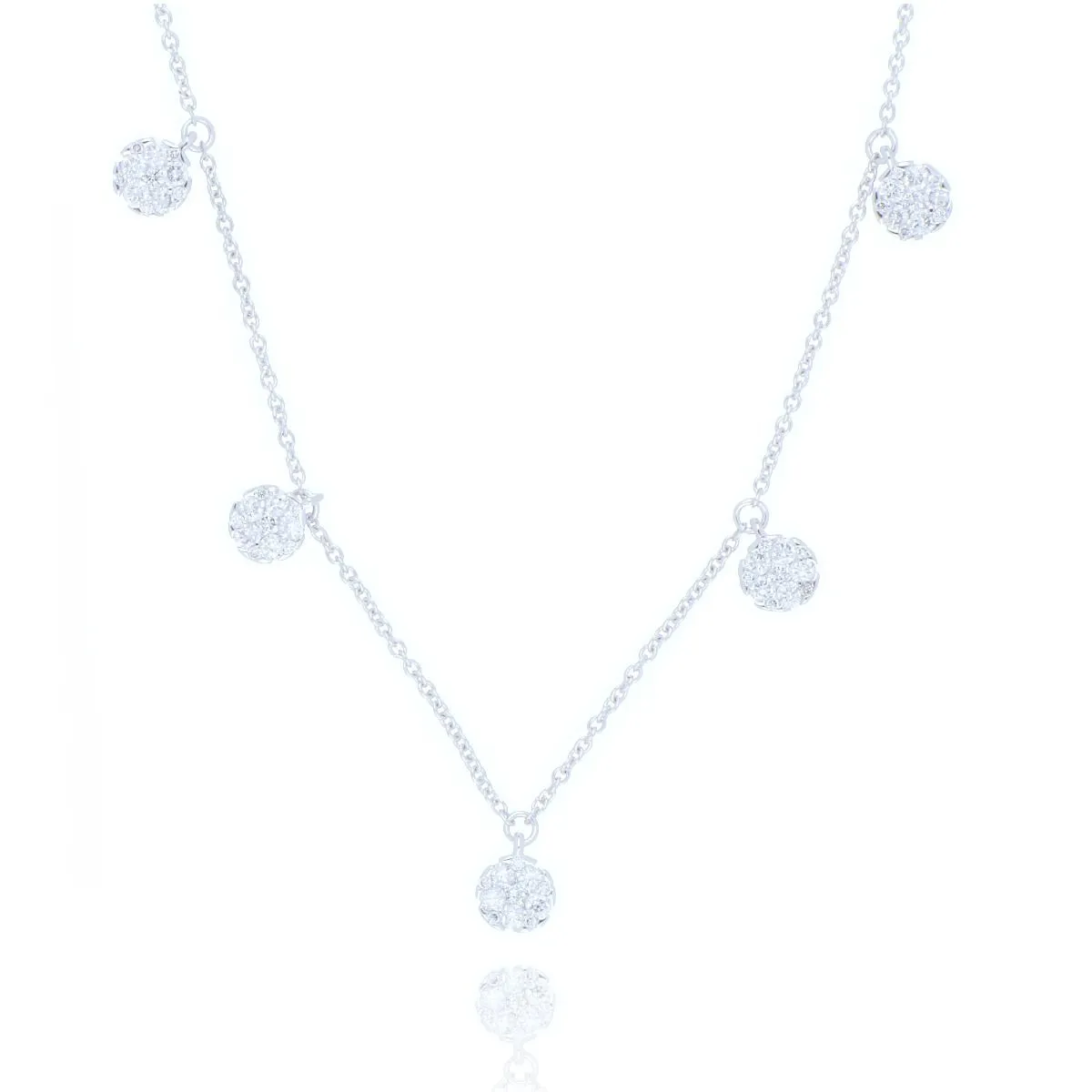 18ct White Gold 0.38ct Diamond 5 Point Cluster Necklace