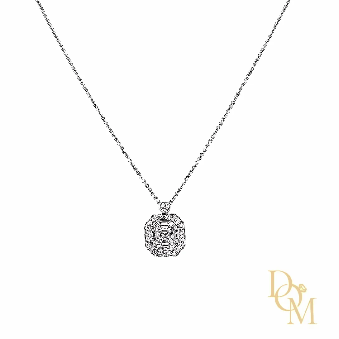 18ct White Gold Art Deco Style Diamond Cluster Necklace