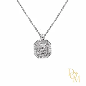 18ct White Gold Art Deco Style Diamond Cluster Necklace