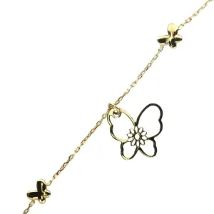 18K Solid Yellow Gold Large Open Butterfly Bracelet