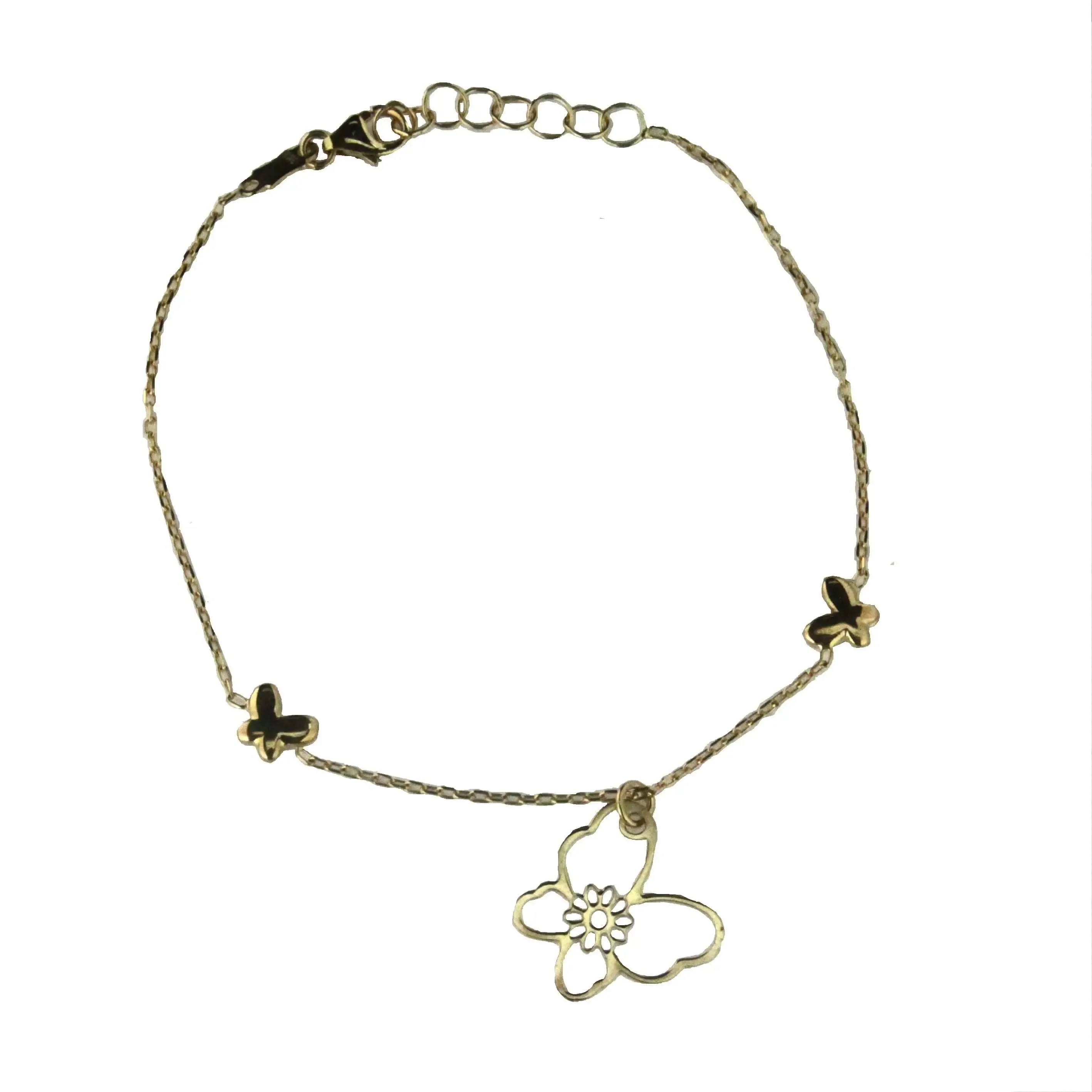 18K Solid Yellow Gold Large Open Butterfly Bracelet