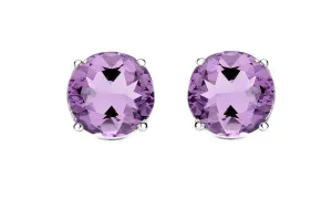 1ct - Sophisticated Sterling Silver Amethyst Stud Earrings