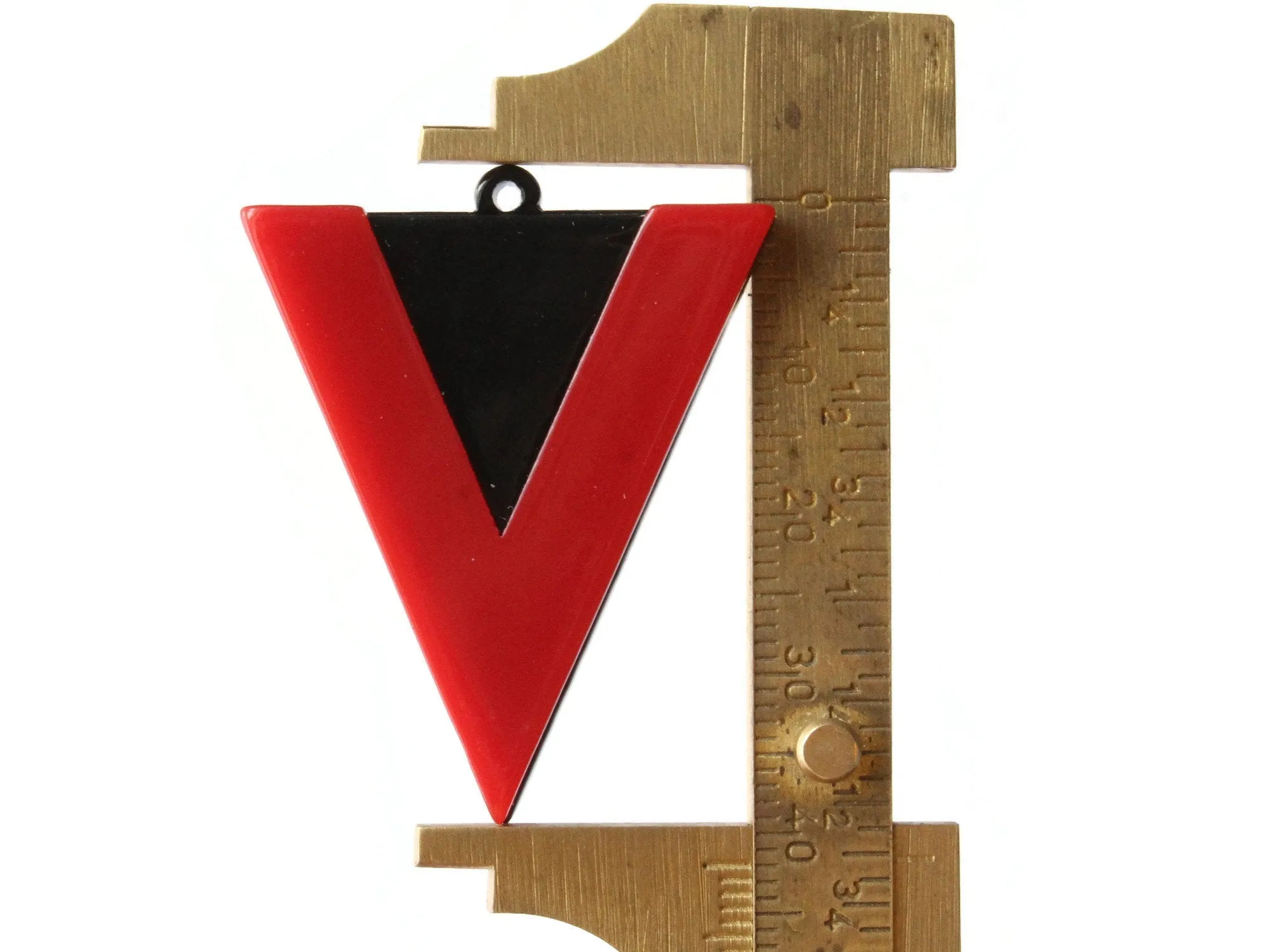 2 42mm Red and Black Resin Triangle Pendants