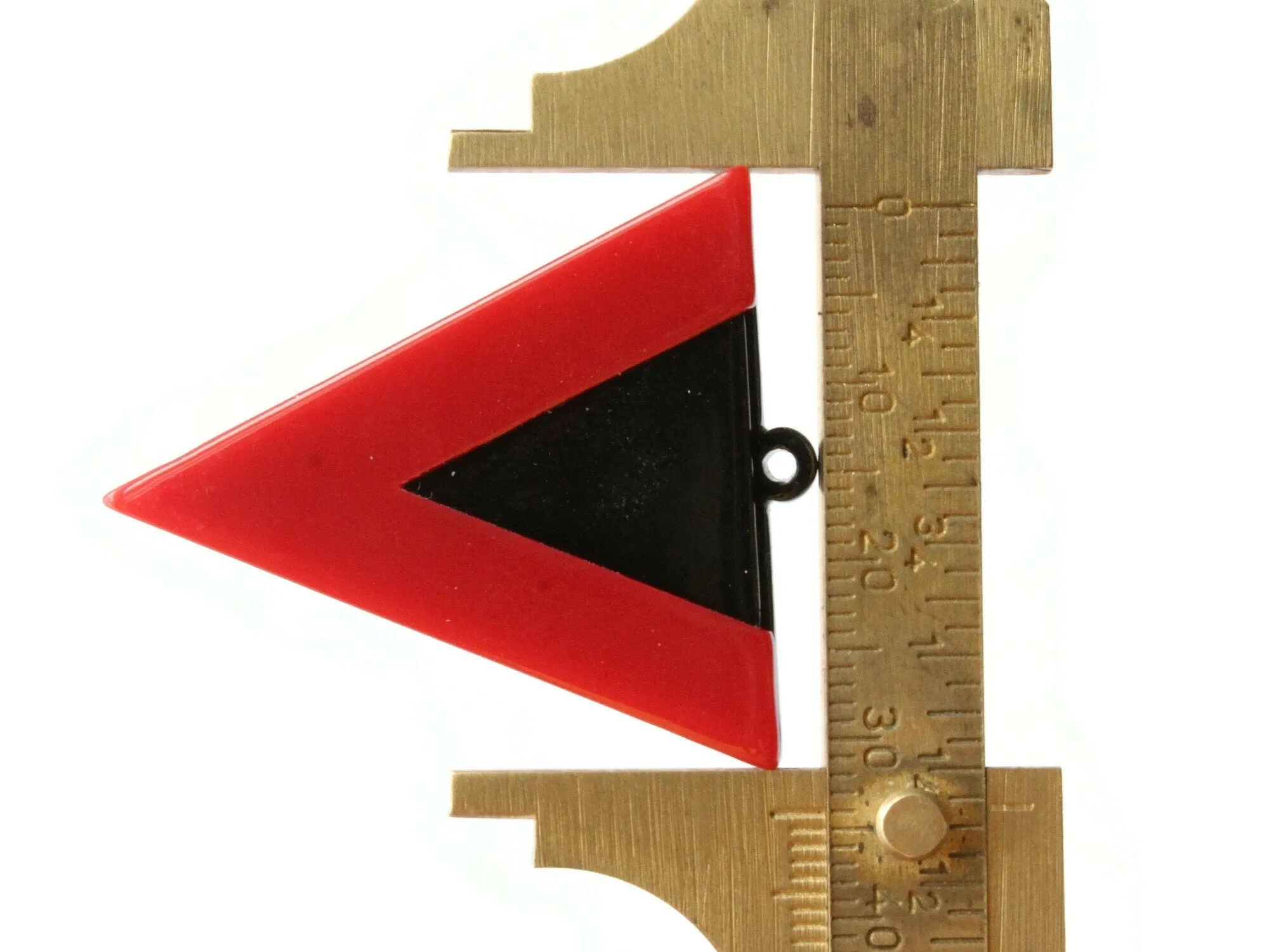 2 42mm Red and Black Resin Triangle Pendants