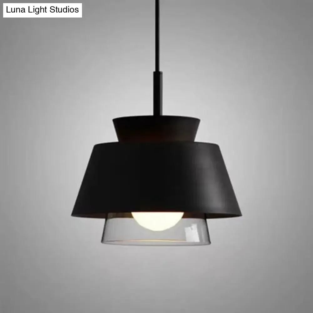 2-Shade Macaron Pendulum Light - Metal and Glass Ceiling Pendant Lamp